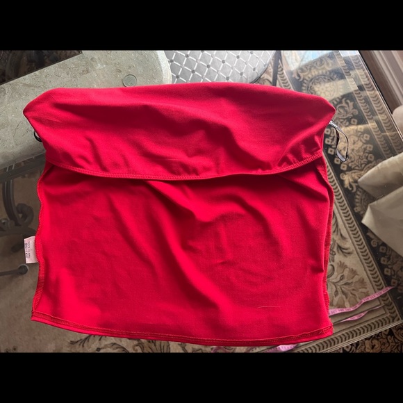 CACHE Red stretch strapless Crop Top L - Picture 8 of 11